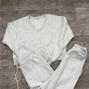 ZSupply Light Gray V‑Neck Sweatshirt & Jogger Set
